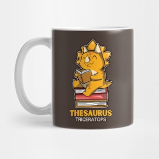 Thesaurus - Triceratops Sitting On A Pile Of Books Reading Mug